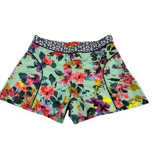 Cartonnier Anthropologie Floral High Rise Shorts Green Pink Size 2 Cotton Blend